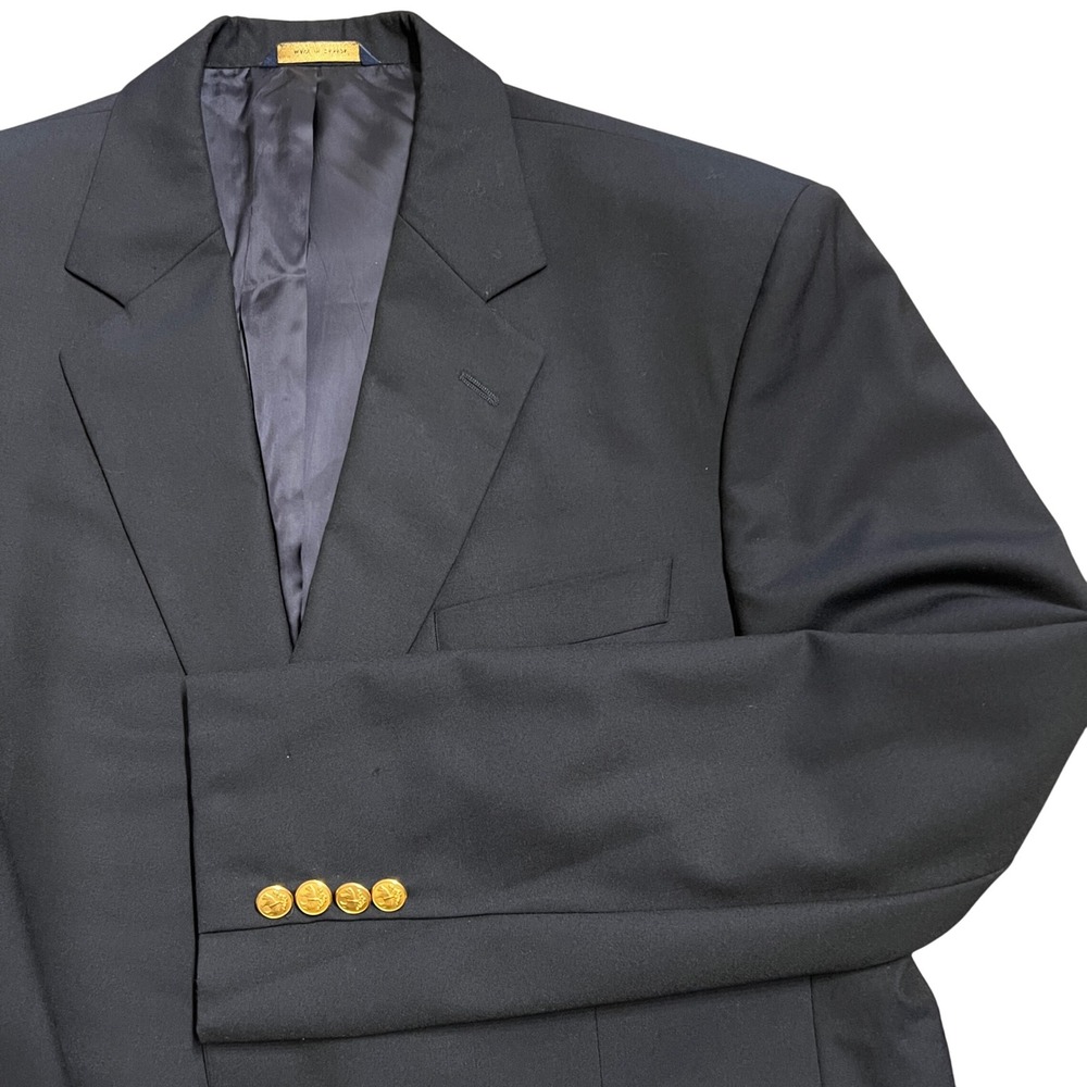 Brooks Brothers 1818 Madison Jacket 43R Wool Loro Piana‎ Black Gold Buttons